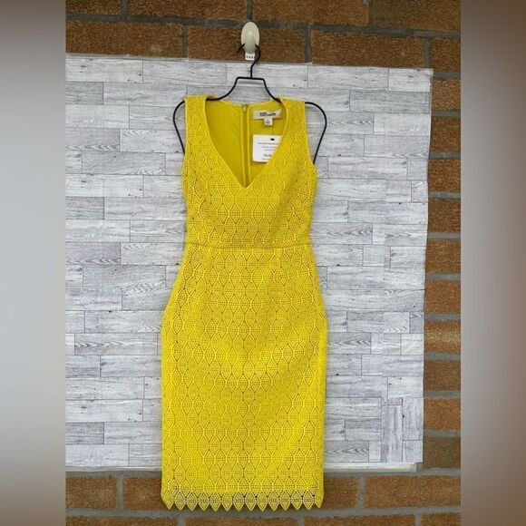Diane Von Furstenberg Yellow Midi Sheath Dress size 0 - Picture 3 of 12